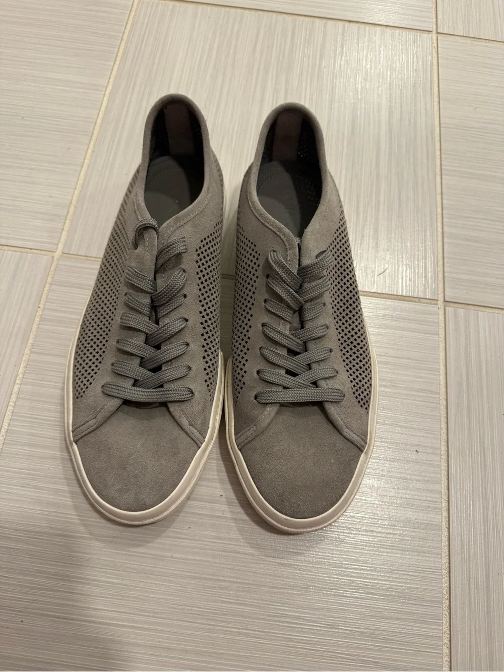 Vince Men's Perforated Suede Lace-Up Sneakers - Gray